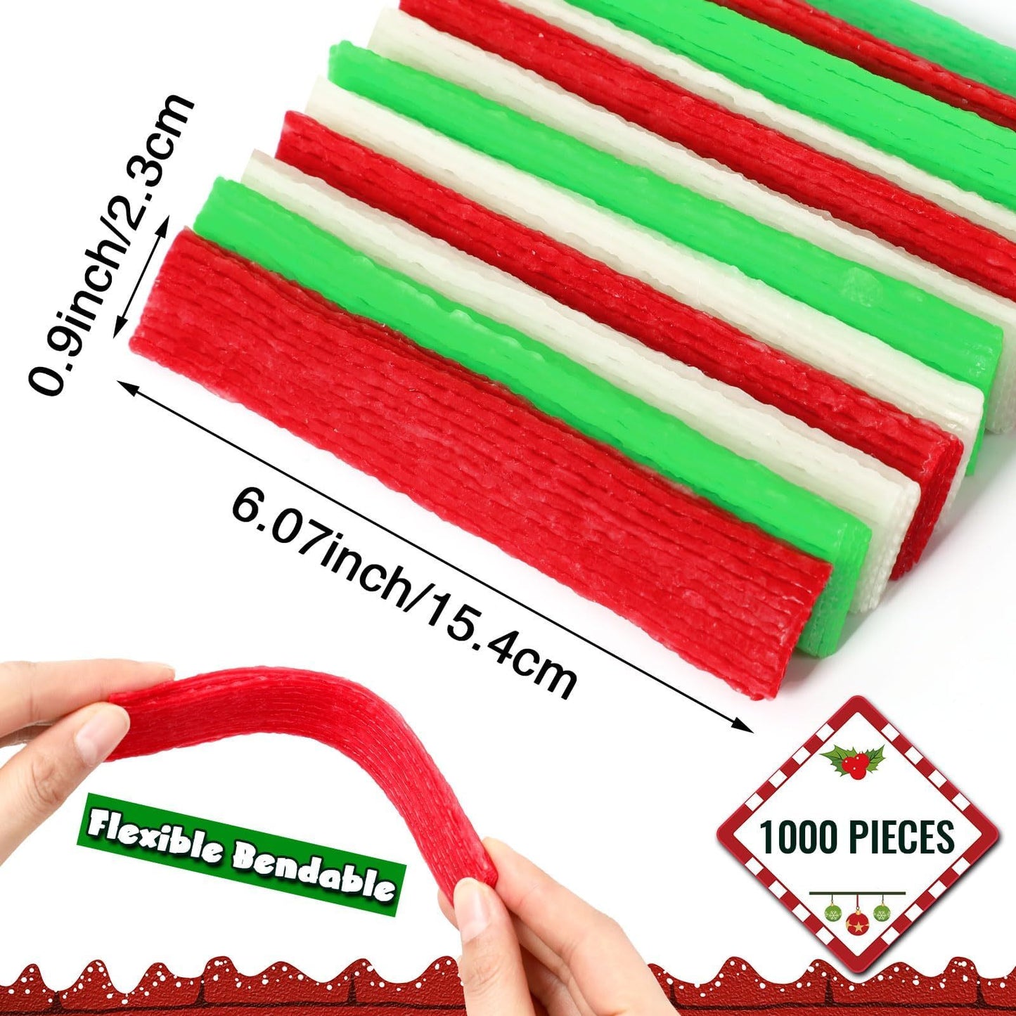 UPINS Wiki Sticks, Christmas Wax Craft Sticks Red Green White Bendable Sticky Wax Yarn Sticks With Storage Bag For DIY School Project Art Craft Supplies Visit The UPINS Store,Amazon Is Banned