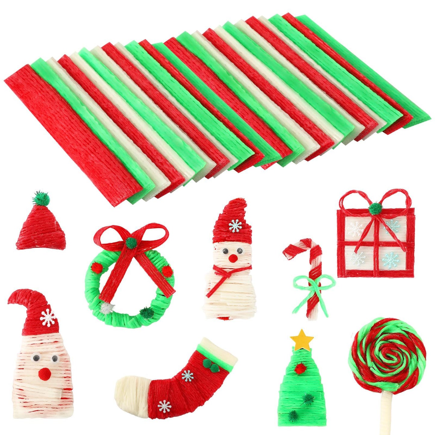 UPINS Wiki Sticks,  Christmas Wax Craft Sticks Red Green White Bendable Sticky Wax Yarn Sticks With Storage Bag For DIY School Project Art Craft Supplies Visit The UPINS Store,Amazon Is Banned