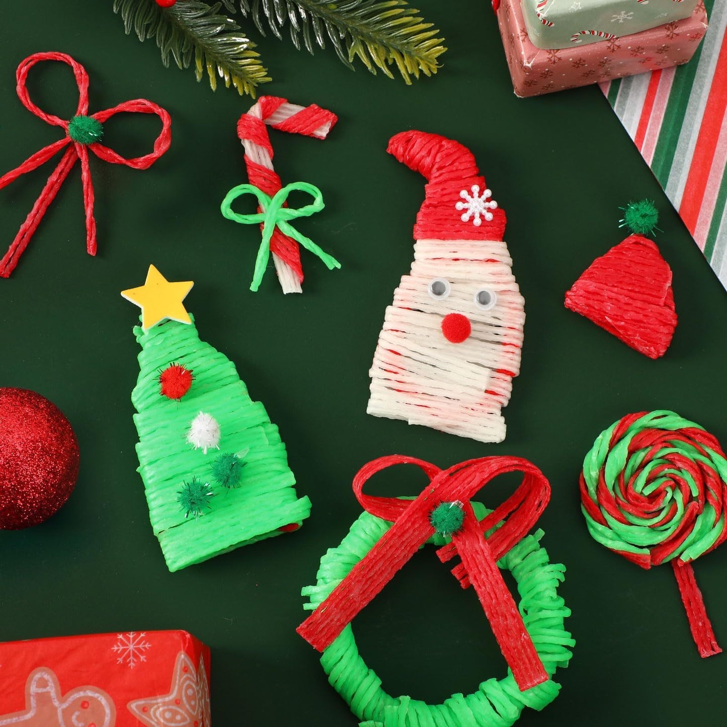 UPINS Wiki Sticks,  Christmas Wax Craft Sticks Red Green White Bendable Sticky Wax Yarn Sticks With Storage Bag For DIY School Project Art Craft Supplies Visit The UPINS Store,Amazon Is Banned